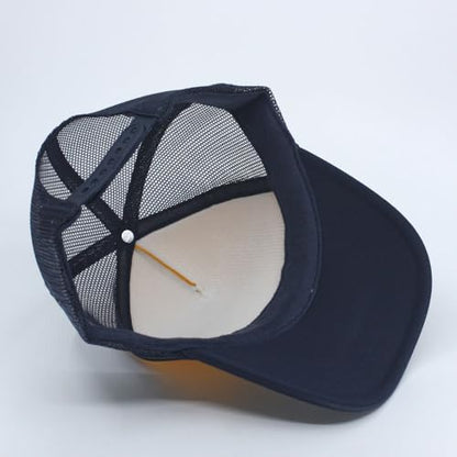 High Crown Foam Mesh Camouflage Tri-Color Oak Leaves Trucker Hat Baseball Cap - color: Navy/Gold/Navy