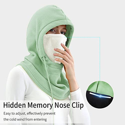 Achiou Ski Mask, Winter Balaclava Warm Windproof Face Cover Men Women - color: Green