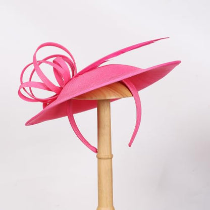 Women's Fascinators Feather Polyester Kentucky Derby Saucer Hats with Headband - color: Rose