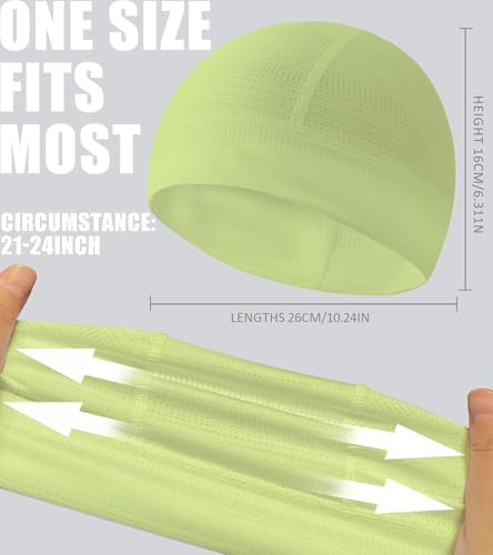 Skull Cap Helmet Liner for Men Women Cooling Hat Running Beanie - color: Set G-mint Green,white,grass Green