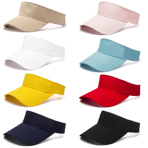 8 Packs Unisex Sports Visor Adjustable Cap - Baseball Tennis Golf Sun Hat for Men Women Multicolor - color: Multicolors