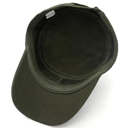 Unisex Army Cadet Cap Military Flat Top Basic Baseball Caps - color: Army Green