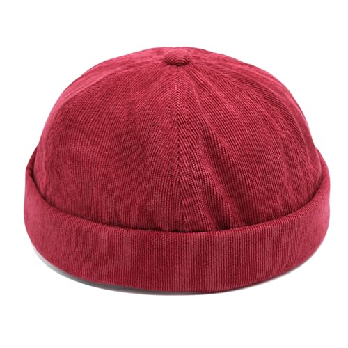 Unisex Stylish Rolled Cuff Skull Cap Adjustable Brimless Hat - color: Red