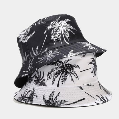 Quanhaigou Bucket Hats Unisex Summer Travel Beach Fisherman Cap for Men Women Teens - color: Black White Tree
