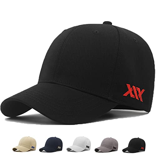 XXL Baseball Cap for Big Heads 23.6"-26.8" Adjustable Cotton Dad Hat - color: Black