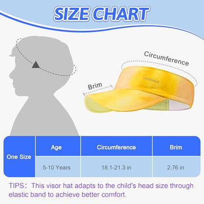 Kids Sun Visor Hats for Girls Boys, Packable Cooling Stretchy Visor - color: Yellow