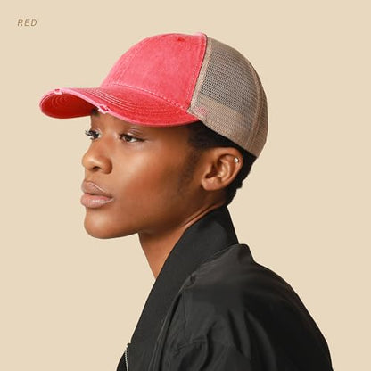 CHOK.LIDS Washed Trucker Hat Unstructured Distressed Pigment Dyed Cap - color: (Khaki)