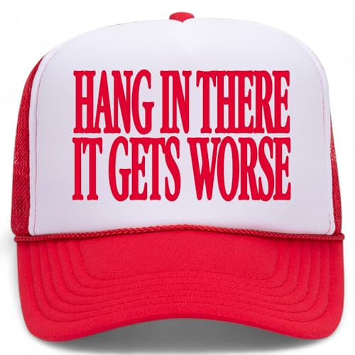 Hang in There It Gets Worse Mesh Back Hat - color: Red/White