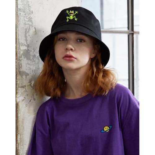 Bucket Hat Beach Sun Hat Fishing Hat for Women Men, Summer Outdoor Travel Packable Fisherman Hat - color: Frog