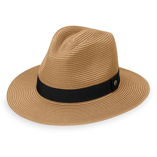 Unisex Palm Beach Fedora, Medium-Large or XL, Packable, UPF 50+, Adjustable - color: Camel, size: Large-X-Large