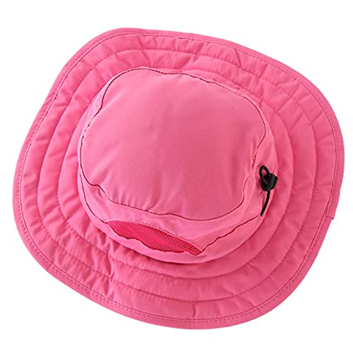 Connectyle Kids Sun Hat for Boys Girls Wide Brim Bucket Hat UPF 50+ Sun Protection Hat Breathable Summer Beach Hat - color: Hot Pink