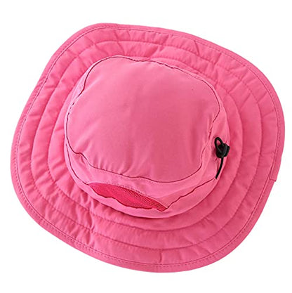 Connectyle Kids Sun Hat for Boys Girls Wide Brim Bucket Hat UPF 50+ Sun Protection Hat Breathable Summer Beach Hat - color: Hot Pink