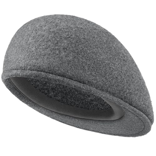 Wool Blend Mens Newsboy Caps, Classic Flat Cap Ivy Cabbie Gatsby Hat Winter Beret Hat for Men - color: Grey