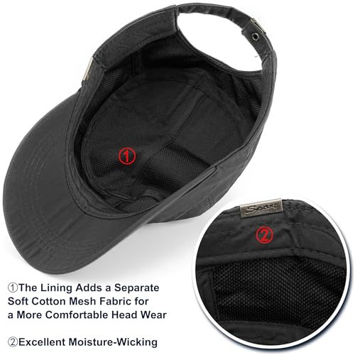 Loneshark Water Resistant Military Hat Quick Dry Cadet Cap Army Flat Top - color: Sport-logo-black