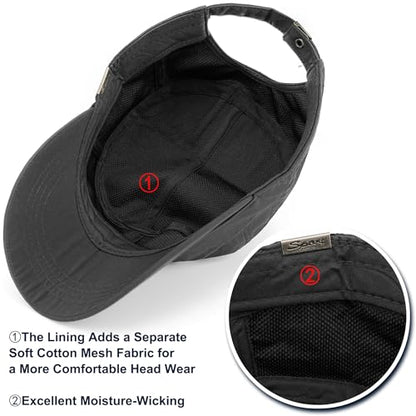 Loneshark Water Resistant Military Hat Quick Dry Cadet Cap Army Flat Top - color: Sport-logo-black