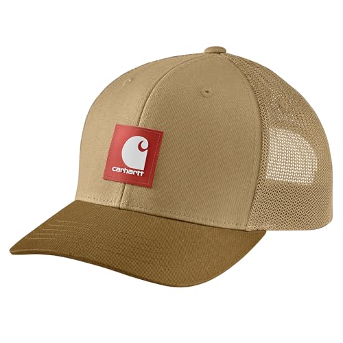 Carhartt Men's Rugged Flex Twill Mesh-Back Logo Patch Cap - color: Sandstone/Carhartt Brown