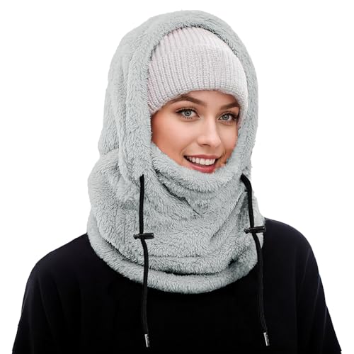 Winter Ski Mask Balaclava, Windproof Face Mask Warm Neck Cover - color: Grey