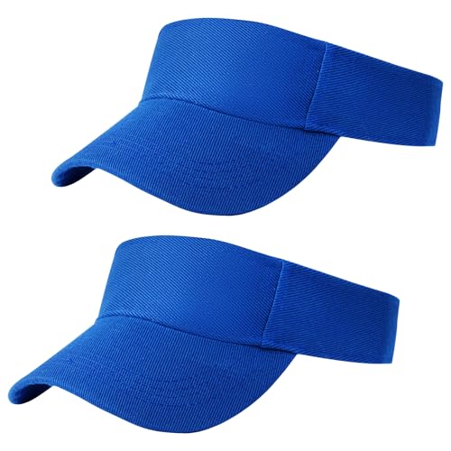 Rbenxia 2 Pieces of Adjustable Sport Visors Sun Visor Hats Cap Visors for Women and Men - color: Dark Blue