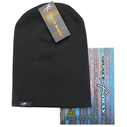 Grace Folly Slouchy Beanie for Men & Women, Cuffed Acrylic Knit Winter Hat - color: Black