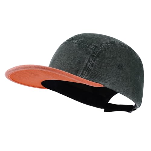 5 Panel Baseball Cap Color Stitching Flat Brim Hat Vintage Snapback Hats for Men Hip Hop Street Style Skateboard Hat - color: Mg-pym2583-green