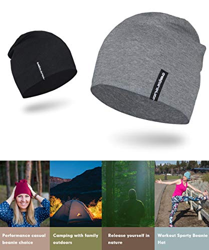 EMPIRELION Mens Running Beanie Hat, 9" Lightweight Helmet Liner Skull Cap - color: Mid Grey Mel.