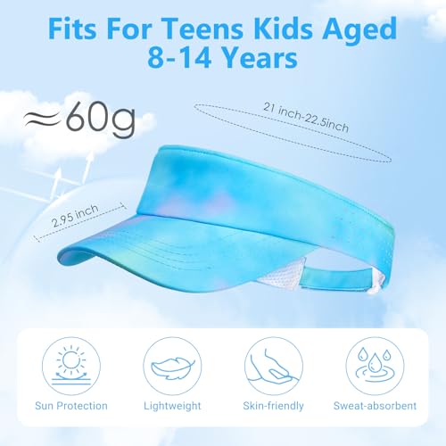 Kids Sun Visor Hats for Girls Boys Reflective Sports Hats Summer Beach Running Tennis Golf Caps Age 8-14 - color: No Reflective Strip-gradient Blue/Green