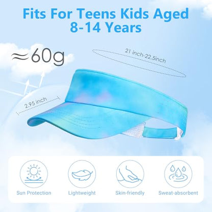 Kids Sun Visor Hats for Girls Boys Reflective Sports Hats Summer Beach Running Tennis Golf Caps Age 8-14 - color: No Reflective Strip-gradient Blue/Green