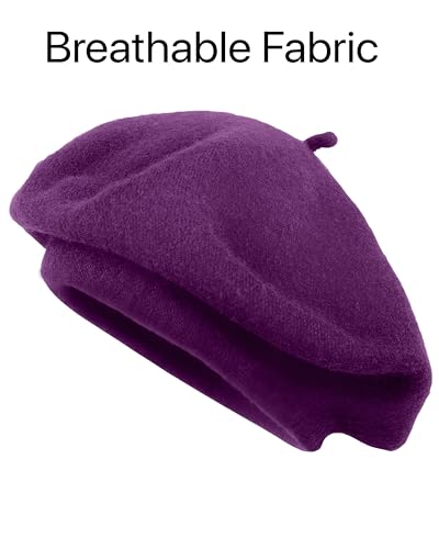 Parquet Solid Color French Beret Hat. Classic French, Casual and Chic Lightweight Cap for Women - color: Purple