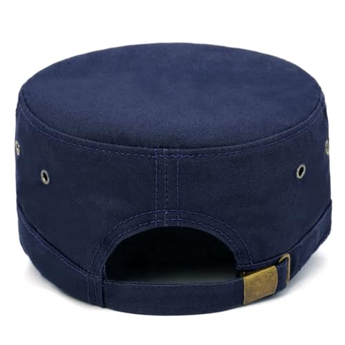 Cadet Hat Flat Top Hats Army Military Caps for Men Women - color: Navy D