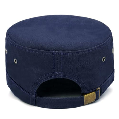 Cadet Hat Flat Top Hats Army Military Caps for Men Women - color: Navy D