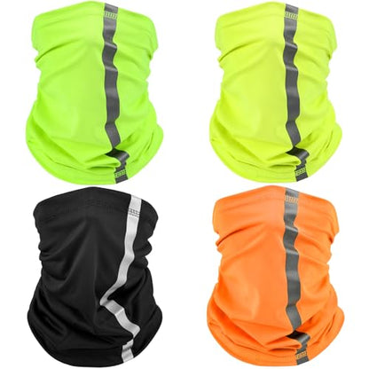 SATINIOR 4 Pcs Neck Gaiter Face Mask for Men, High Vis - color: Classic Colors