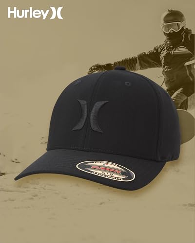 Hurley Men's Caps - One & Only Flexfit Baseball Cap - Fitted Hats for Men (S-XL) - color: Black (Black), size: Small-Medium