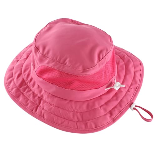 Connectyle Kids Foldable Wide Brim Sun Hat UPF 50+ Sun Protection Bucket Hats Breathable Summer Beach Hat for Boys Girls - color: Hot Pink, size: Small