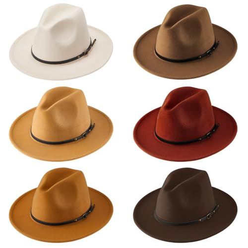 Hercicy 6 Pcs Fedora Hats for Women Men - color: Fresh Color