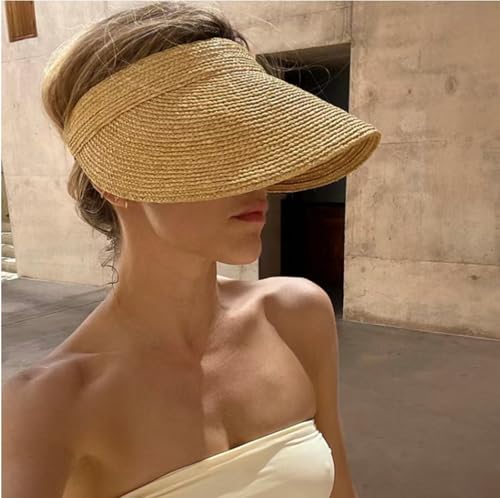 Handmade Straw Sun Visor for Women, The Island Visor, Summer Straw Hat Natural
