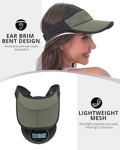 GADIEMKENSD Foldable Sun Visor Hat UPF 50+ Lightweight Adjustable - color: Army Green Black
