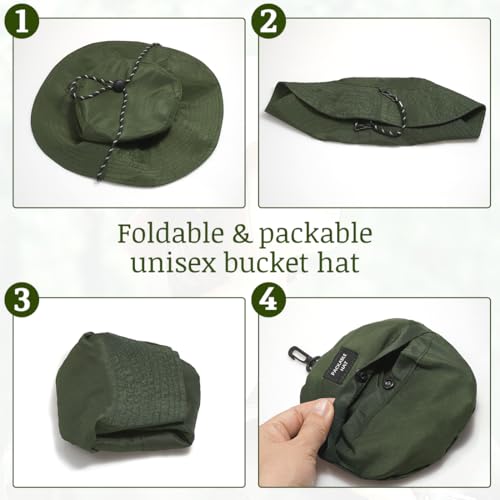 Unisex Waterproof Foldable Bucket Hat Packable Sun Cap for Hiking - color: Army Green