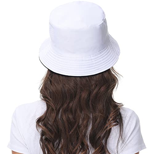 Women Reversible Bucket Hat, Summer Sun Hat for Women - color: Black- White