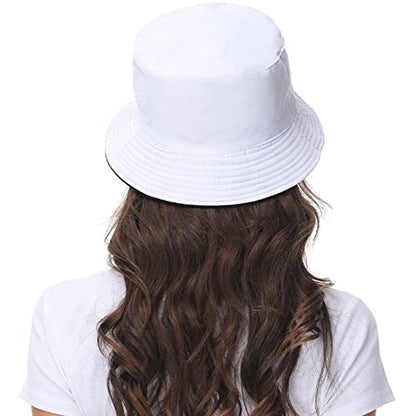 Women Reversible Bucket Hat, Summer Sun Hat for Women - color: Black- White