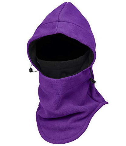 Warm Fleece Balaclava Ski Bike Full Face Mask Neck Warmer Winter Sports Cap - color: Purple+black