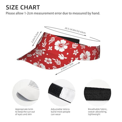 Stylish Visor Cap, Adjustable Lightweight Sun Hat for Men Women Teens - Sports, Beach, Golf, Tennis - color: Hibiscus Pattern With Turtle Pattern 1