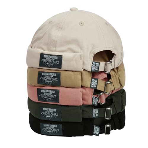 Croogo Cotton Brimless Hat for Men Rolled Cuff Docker Cap Casual Worker Hat - color: Gd30-khaki
