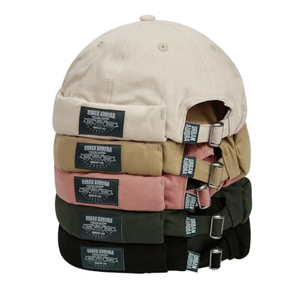 Croogo Cotton Brimless Hat for Men Rolled Cuff Docker Cap Casual Worker Hat - color: Gd30-khaki
