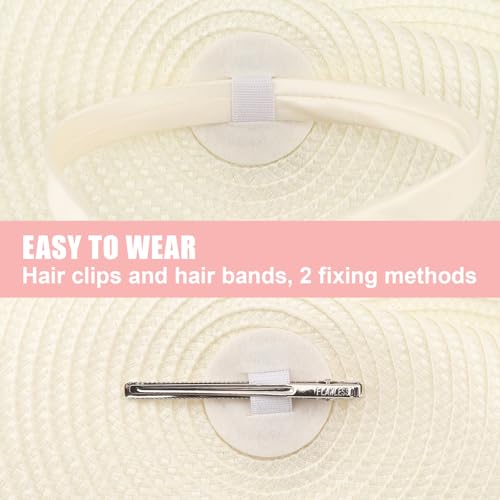 DRESHOW Fascinators Hat Flower Mesh Feathers Hat with a Headband and a Clip 7.9" Tea Party Headwear for Women - color: Folded Style 2: Beige / 7.9"