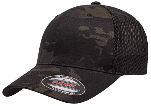 Mrlahat 6511 Flexfit Trucker Mesh One Size Fitted Cap 6 Panels with Black Bandana - color: Multicam Black