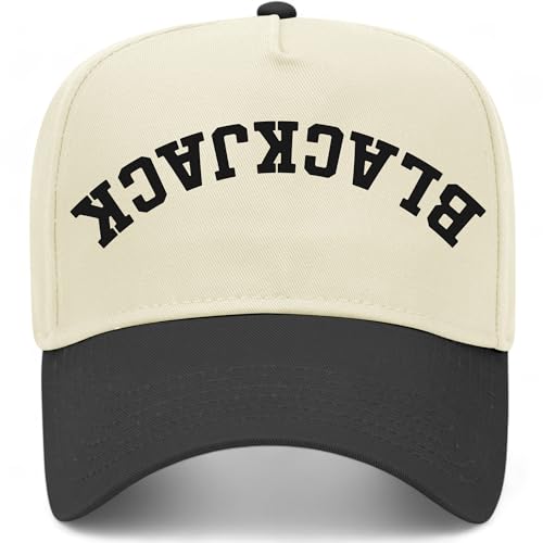 Blackjack Upside Down Reversed Vintage Trucker Hat | Premium Adjustable Snapback Baseball Hat for Men & Women - color: Black/Natural