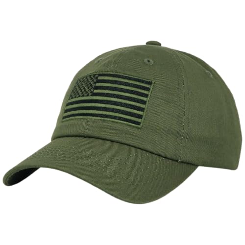 E BY ELIDAN USA Hat, Embroidered American Flag Baseball Cap for Men Women - color: Tonal Olive