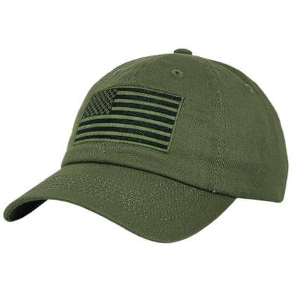 E BY ELIDAN USA Hat, Embroidered American Flag Baseball Cap for Men Women - color: Tonal Olive