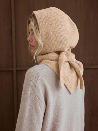 Saodimallsu Womens Balaclava Beanie 2 in 1 Soft Knit Hooded Scarf Hats Fall Winter Neck Warmer Beanies - color: Khaki