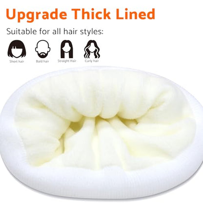 PFFY Beanie for Men Women Unisex Knit Cuffed Winter Thick Lined Beanies Hat - color: Pure White